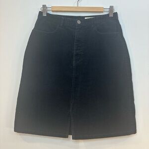 Vintage Eddie Bauer Corduroy Skirt Size 8 Black Knee Pockets High Waist Cottage